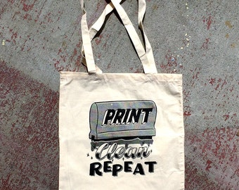 Print, Clean, Repeat Tote Bag