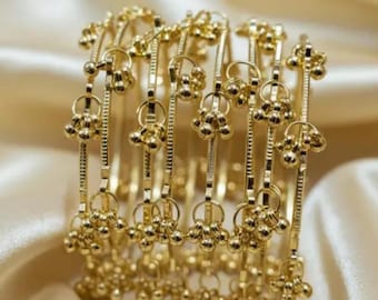 Kashmiri Ghungroo Bangles Set: Gold Tone Traditional Indian Bridal Jewelry pack of 8