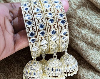 Gold Plated Bangle Set: South Indian Bridal Jewelry (Pack of 4)