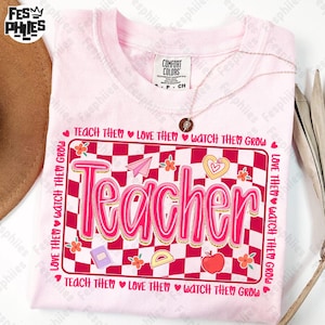 Retro Teacher PNG, Teach Them Love Them Watch Them Grow Png, Teacher Appreciation Gifts Png, Checkered Teacher Shirt, Teacher Life Png