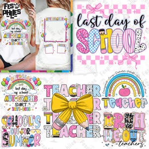 Teacher&#39;s Day Png Bundle, Floral Teacher Png, Back To School Png, Preppy Last Day Of School Png, Teacher Life Png, Teacher Appreciation Gift