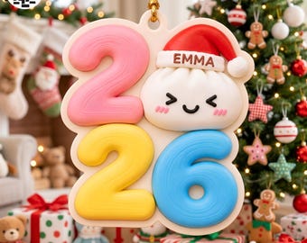 Custom 2026 Christmas Dumpling Ornament, Squishy Food STL 3MF, Cute Holiday Decoration, Personalized 3D Print File, Digital Download