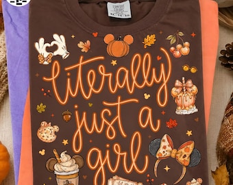 Cozy Fall Girl PNG, Literally Just a Girl Autumn Design, Fall Vibes PNG, Tis The Season Shirt, Girl's Trip, Mouse Friends Digital Download