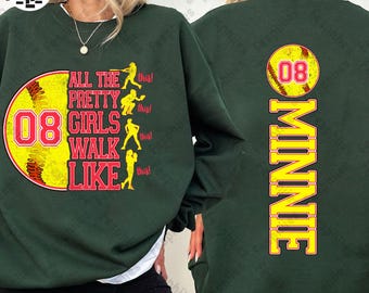 All die hübschen Mädchen gehen wie diese Softball Png, lustiges Softball-Shirt-Design, Softball Mama Png, Softball Girly Png, Softball Saison Png