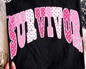 Breast Cancer Survivor Shirt PNG, Pink Polka Dot Retro Design, Breast Cancer Awareness October PNG, Support Survivor Digital Download