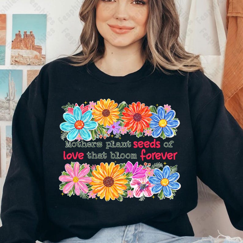 Retro Mama Quote png, She is Mom Png, Penseldrag Mama Png, Boho Floral Mama Png, Mom Png, Mors Dag Present Png, Blessed Mom PNG bild 4