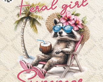 Feral Girl Summer Raccoon Png, Funny Meme Raccoon Png, Feral Png, Cowgirl Png, Western Png, Summer Png, Beach Shirt Png, Rodeo Png