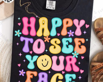 Smile Face Png, Happy To See Your Face Png, Positivity Png, Retro Teacher Png, Happy Face Png, Back to School Png, Teacher Floral Png