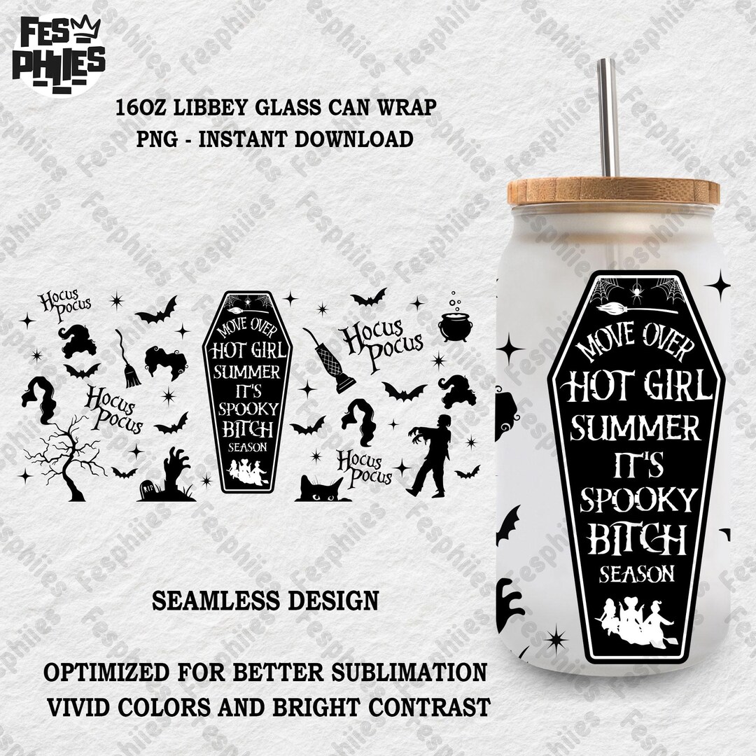 Halloween Witches 16oz Libbey Can Wrap Design, Mean Witches 16oz Libbey ...