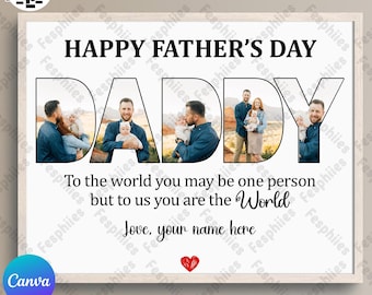 Customize Daddy Pictures Canva Template,  Custom Name Kid Png, Gift For Dad Png, Canva Editable Diy,Happy Father’s Day Png, Digital File