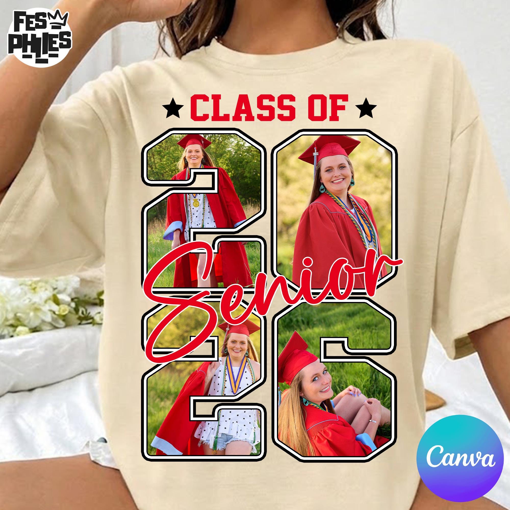 Graduation Class of 2026 Canva Template, Editable Senior Photo PNG ...