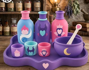 Halloween Villains Potion Play Lab STL 3MF, Villains Sensory Playset, 3D Printable Potion Kit, Spooky Halloween Pretend Play, 3D Print File