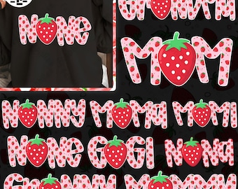 10 Strawberry Mama Nana Mimi Gigi Png Bundle, Bundle Mama Strawberry Png, Strawberry Berry, Boho Floral Grandma Png, Trendy Mom Spring Png
