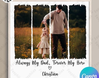 Custom Father’s Day Canva Template Png, Personalized Gift For Dad Png, Customized Kids Name With Photo Png, Custom Dad And Kids Photo Png