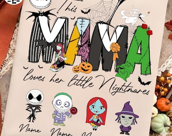 Gepersonaliseerde Halloween Mama PNG, ontwerp met aangepaste kindernaam, griezelige mama PNG, Halloween shirt ontwerp, herfst mama sublimatie, digitale download