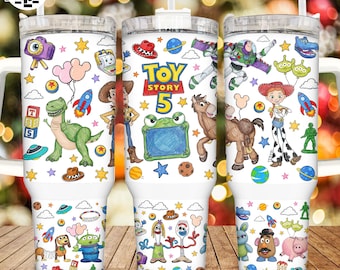 Toy & Friends Movie 40oz Tumbler Wrap PNG, Story Friends Watercolor Clipart, First Day School Png, Friend in Me Quote Tumbler 40Oz PNG