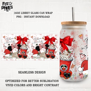 Merry Christmas Cartoon Glass Can PNG, 16oz Coffee Wrap Design, Funny Holiday Movie Art, Cute Libbey Glass Sublimation Digital File