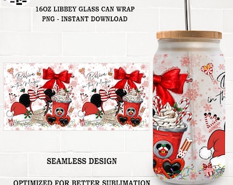 Merry Christmas Cartoon Glass Can PNG, 16oz Coffee Wrap Design, Funny Holiday Movie Art, Cute Libbey Glass Sublimation Digital File