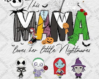 This Mama Loves Her Nightmares Png, CUSTOM Kid Name Halloween Nightmare Mama Png, Happy Halloween Png, Spooky Mama Png, Digital File