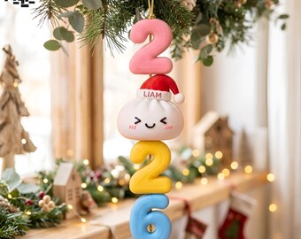Personalized Christmas Dumpling STL 3MF, 2026 Squishy Ornament 3D File, Cute Kawaii Christmas Tree Decor, 3D Printable Holiday Gift
