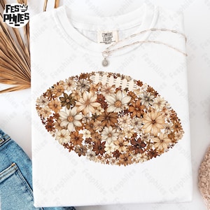 Retro Floral Football Game Day Png, Preppy Fall Floral Football Shirt Png, Girly Autumn Png, Touchdown Season Png, Trendy Football Mom Png