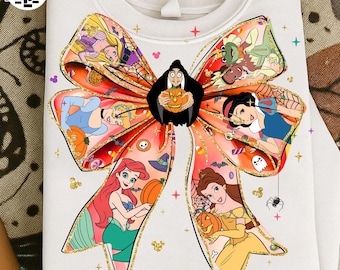 Fall Princess Coquette Bow Png, Princess Pumpkin Png, Autumn Movie Cartoon Coquette Png, Princess Thanksgiving Png, Princess Halloween Png