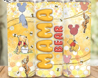 Mother's Day Cartoon 20oz Skinny Tumbler Wrap Design, Mama Straight and Tapered Tumbler Png, Pink Mother Tumbler, Mama 20oz Skinny Tumbler