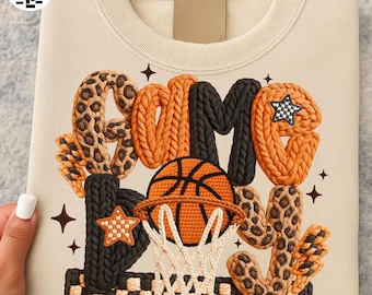 Crochet Basketball Png, Basketball Mom Faux Yarn Png, Coquette Basketball Mom PNG, Basketball Season PNG, Game Day Shirt Design