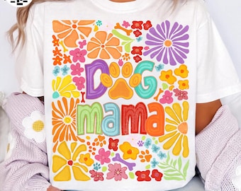 PNG floral retro para mamás perrunas, PNG para mamás perrunas, PNG floral boho para amantes de los perros, PNG vida de mamá, PNG coqueta para perros, Regalos para amantes de los perros, PNG camiseta para mamás perrunas