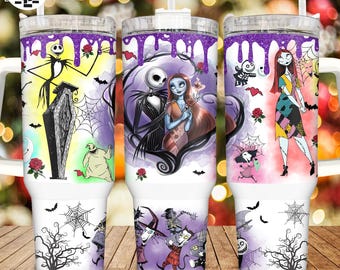 Nightmare Halloween 40oz Tumbler PNG, Horror Movie Tumbler 40Oz Wrap Design With Handle, Spooky Season Sublimation Template, Digital File
