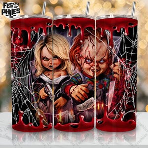 Horror Doll Killer Halloween Tumbler Wrap Png, Cartoon Horror 20oz Tumbler, Halloween Horror Skinny Tumbler 20oz Design, Digital File