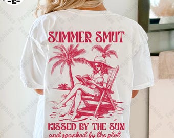Retro-Buch-Mädchen-Sommer-Png, Bücherwurm-Sommer-Png, Sommer-Schmutz-Png, Buch-Liebhaber-Geschenk, Romanze-Leser-Sublimation, Bücherwurm-Mädchen-Shirt Png