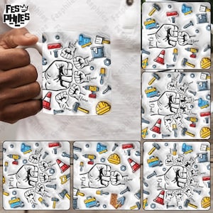 3D Inflated Worlds Best Dad Mug Wrap Png Bundle, 3D Inflated Puff Dad Beer Fathers Day Sublimation Mug Design, Regalo per la festa del papà 11oz Png