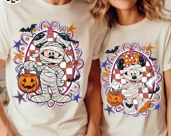 Mouse Halloween PNG, Couple Halloween Pumpkin PNG, Mouse & Friends Spooky Season Graphic, Horror Halloween Sublimation File