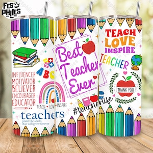 Teacher Life 20oz Sublimation Tumbler Design, Preppy Teacher Sublimation Design, Teacher Appreciation Skinny Straight Tumbler Wrap Design