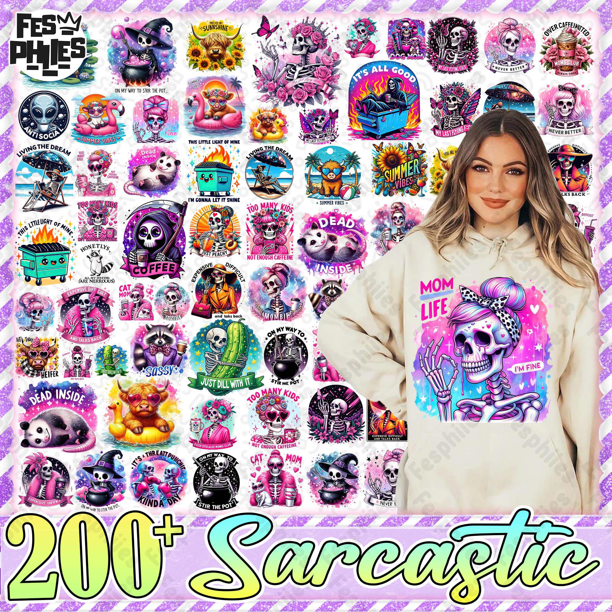 200+ Funny Animal Png Bundle, Sarcastic Png, Cute But Feral Opossum PNG, Bougie Skull Png, Snarky Raccoon Opossum, Stay Trashy Png