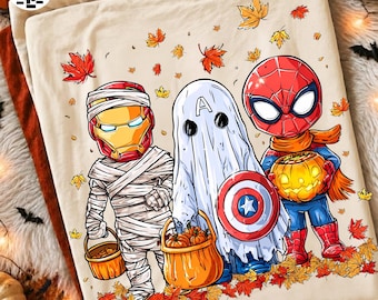 Cute Halloween Spider PNG, Trick Or Treat Shirt Design, Kids Superhero Halloween PNG, Spooky Season Clipart, Digital Download