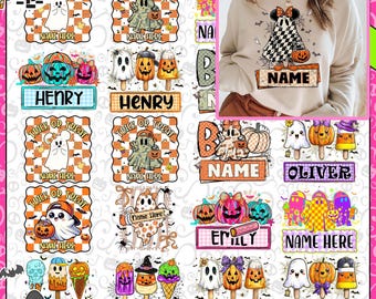 Lot de plus de 20 PNG personnalisés pour Halloween avec des noms d'enfants, PNG garçon/fille pour Halloween, PNG effrayants pour enfants, jolis designs d'Halloween