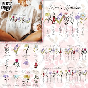 Grandma&#39;s Garden Png Bundle, Custom Birthflower Png, Custom Mothers Day Png, Bundle Floral Mama Png, Custom Kids Name Png, Mothers Day Gift