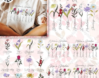 Grandma's Garden Png Bundle, Custom Birthflower Png, Custom Mothers Day Png, Bundle Floral Mama Png, Custom Kids Name Png, Mothers Day Gift