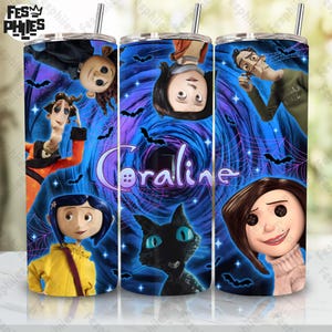 Diseño de vaso recto con personaje de Halloween, diseño de vaso de 20 oz de película de terror de Halloween (PNG), vaso de Halloween con ojos de botón (PNG), archivo digital