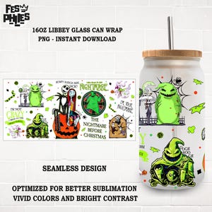 Immagine PNG di un'etichetta PNG per lattina di vetro con tema Halloween Movie Friends, design con tazza Libbey da 16 oz a forma di zucca, etichetta con personaggi di Halloween, immagine PNG per sublimazione di bicchieri spettrali.