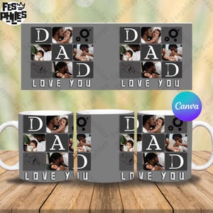 Plantilla Canva para taza con foto de papá, archivo PNG para sublimación, plantilla para taza de papá de 325 ml, cuadrícula para taza de papá, regalo para papá, envoltura para taza del Día del Padre (PNG)