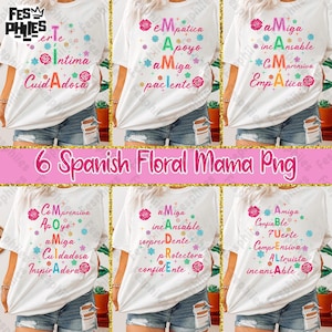Retro Madre Png Bundle, Spanish Mama Png, Latina Mom Png, Mama Floral Madre Shirt Png, Happy Mother&#39;s Day, Gift For Spanish Mom Png