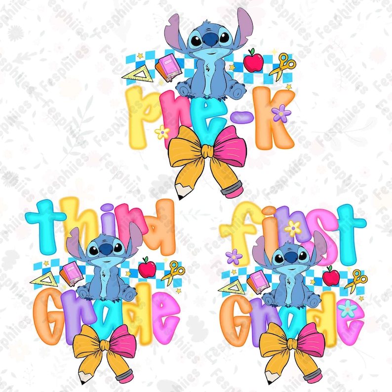 Preppy förskoleklass till 4:e klass, tecknad pastellrosett png, tecknad första skoldagens design, blå alien tillbaka till skolan png-paket, söt skola png bild 3