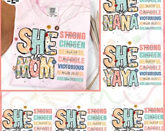 Adrette Mama Nana Florales Png-Bundle, Blumenmama Png, Alltag Png, Boho Sie ist Mutter Png, Adrette Mama Png, Muttertag Png, Bibel Vers Png