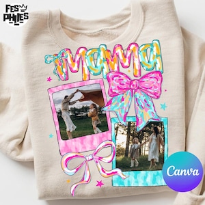 Custom Canva Mama Kids Photo Png, Happy Mothers Day Png, Canva Add Photos, Mom Floral Coquette Bow Png, Hand drawn Mama, Gift For Mom