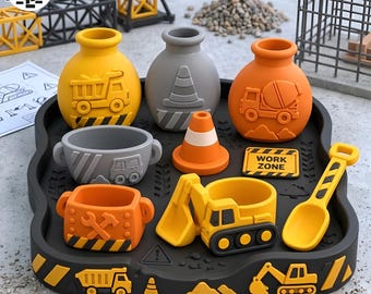Little Builder Construction Potion Set STL 3MF, Sensory Play Kit, 3D Printable Pretend Play Base, Construction Play Lab, 3D Print File
