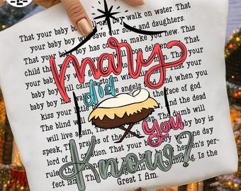 Faith Christmas PNG, Mary Did You Know Preppy Design, Doodle Font Christmas PNG, Typewriter Style PNG, Christmas Bible Verse Download
