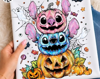 Cute Blue Halloween PNG, Magical Fall Doodle Design, Fantasy Spooky Season Clipart, Preppy Autumn Shirt Digital Download